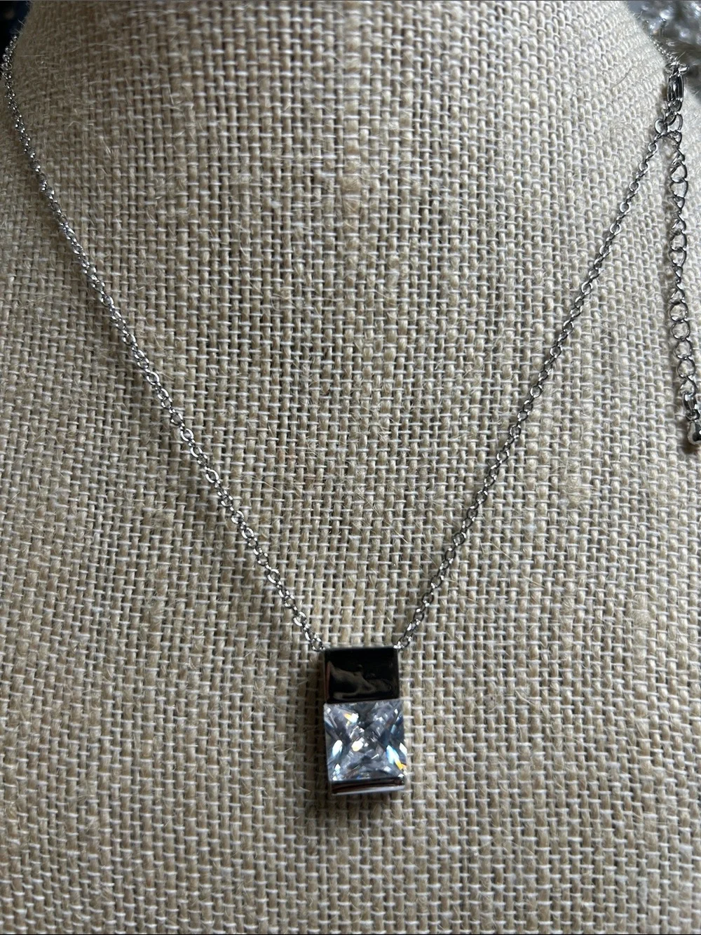 Sterling Silver Clear Crystal Pendant Necklace